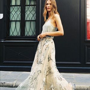 Georgette Pleated Tulle Maxi Skirt